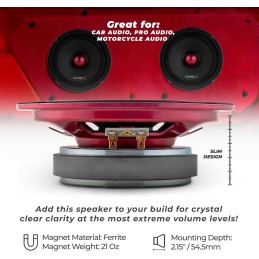 DS18 PRO-X694 BM Loudspeaker - 6x9, Midrange, Red Aluminum Bullet, 400W Max, 200W RMS, 4 Ohms - Premium Quality Audio Door