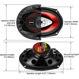 BOSS Audio Systems CH6940B Chaos Exxtreme Series 6 x 9 Inch Car Door Speakers - 500 Watts Max (per pair), Coaxial, 4 Way, Full