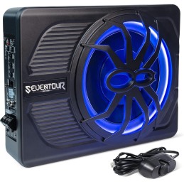 10" 800W Slim Under Seat Powered Car Subwoofer, Car/Truck Audio Sub built in Amplifier, New Upgrade with Blue LED Ambient Light