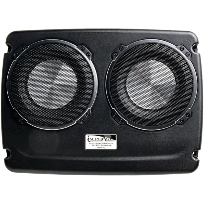 In Phase USW12 Car Audio 600W 12" Underseat Ultra Slim Compact Active Subwoofer System, Die-Cast Aluminium