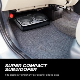 In Phase USW12 Car Audio 600W 12" Underseat Ultra Slim Compact Active Subwoofer System, Die-Cast Aluminium