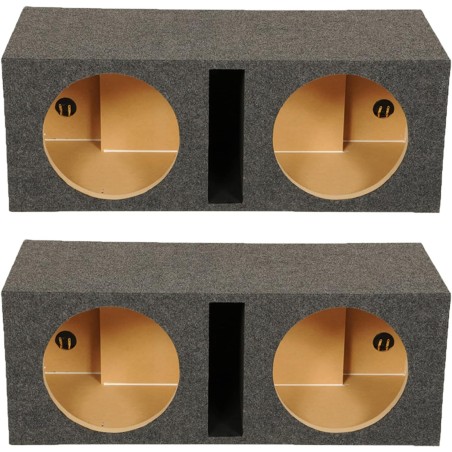 Q Power QBASS Dual 12 Inch Heavy Duty MDF Material Car Audio Subwoofer Enclosure Boxes with Shared Slot Port Vent and Dual