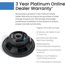 Planet Audio PX12 Axis Series 12 Inch Car Audio Subwoofer - 1000 Watts Max, Dual 4 Ohm Voice Coil, Sold Individually, For Truck