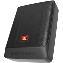 JBL BassPro Nano Ultra-Kompaktes aktives Untersitz Subwoofer Set 15 x 20 cm - 200 Watt Unter sitz Auto Subwoofer Aktiv, schwarz