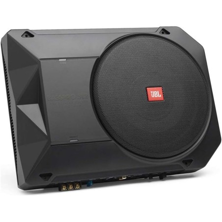 JBL BassPro SL2 Aktiv Subwoofer Auto Set - Car hifi Untersitz Bassbox Gehäuse mit Bassreflex Woofer box groß 200mm und 125 Watt