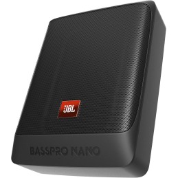 JBL BassPro Nano Ultra-Kompaktes aktives Untersitz Subwoofer Auto Set 15 x 20 cm, schwarz & Hama Cinch-Kabel 5m 10 St. (doppelt