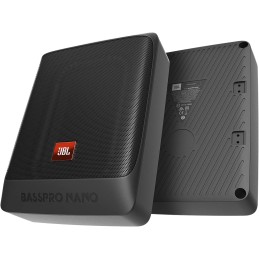 JBL BassPro Nano Ultra-Kompaktes aktives Untersitz Subwoofer Auto Set 15 x 20 cm, schwarz & Hama Cinch-Kabel 5m 10 St. (doppelt