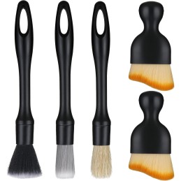 Firtink 5 PCS Car Detailing Brush Set, Car Interior Detailing Brushes Auto Ultra-Soft Detail Cleaning Brush Dust Removal Brushes