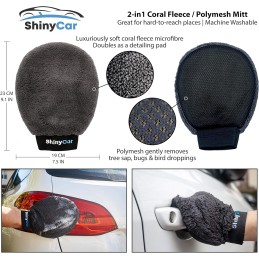 ShinyCar® UK: Premium Car Washing Kit With Bag. Microfibre Valet Wash Mitts, Large Exterior Drying Towel, Waffle Cloths, Alloy