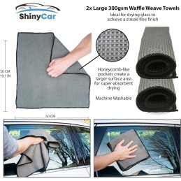 ShinyCar® UK: Premium Car Washing Kit With Bag. Microfibre Valet Wash Mitts, Large Exterior Drying Towel, Waffle Cloths, Alloy