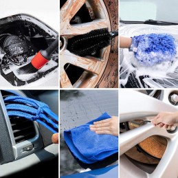 URAQT Rreinigung Pinsel Auto, 15 PCS Reinigung Bürsten Auto und Mikrofasertücher für Reifen und Autoscheibe, Auto Reinigung Set