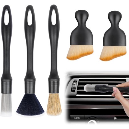 URAQT 5 PCS Car Detailing Brush Set, Car Brush Interior, Car Detailing Brushes Duster with Soft Bristles, Car Cleaning Brush