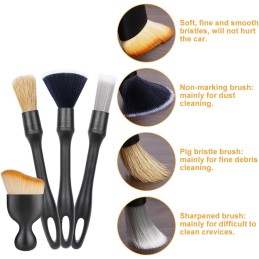 URAQT 5 PCS Car Detailing Brush Set, Car Brush Interior, Car Detailing Brushes Duster with Soft Bristles, Car Cleaning Brush