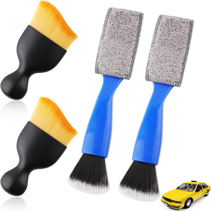 Auto Interior Dusting Brush,4 Pcs Car Interior Dust Sweeping Soft Brush,Woobrooch Car Detailing Cleaning Brush,Universal Car