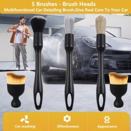 laeeyin 5 Stück Auto Detailingbürste staubpinsel, Auto Reinigungsbürsten Car Interior Detailing Brushes reinigungspinsel, Auto