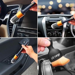 LitOrange Car Detailing Brush Set, 5 Pcs Different PET & PPT Mixed ​Fiber Plastic Handle Automotive Detail Brushes for Cleaning