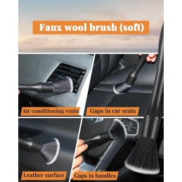 6pcs Auto Car Detailing Brush Set includes 3 Car Detailing Brushes and 3 Replacement Brush head,for clean Interior or