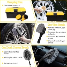 27Pcs Car Detailing Kit, Car Detailing Brush Set, Auto Detailing Drill Brush Set, Car Detailing Brushes, Car Wash Kit, Car
