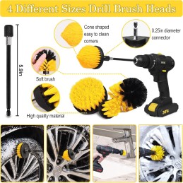 27Pcs Car Detailing Kit, Car Detailing Brush Set, Auto Detailing Drill Brush Set, Car Detailing Brushes, Car Wash Kit, Car