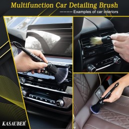 Kasauber 6x Professional Car Detailing Brushes Set, Auto Detail Cleaning Brush Kit for Car Interior Exterior Leather Seat Air