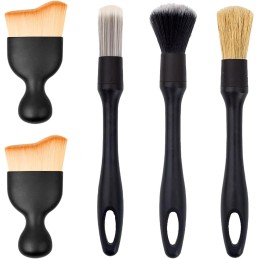 Esteopt 5 PCS Car Detailing Brush Set, Soft Auto Detailing Brush Kit Comes with a Scrub Storage Bag, Auto Detail Cleaning Brush