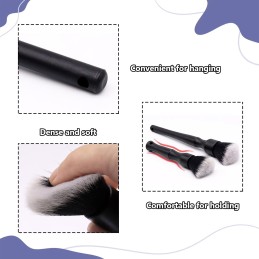 Car Detailing Brush Artificial Fiber 2 PCS Ultra Soft Synthetic Bristles Black Car Brush Interior Leave No Trace Easy Cleaning