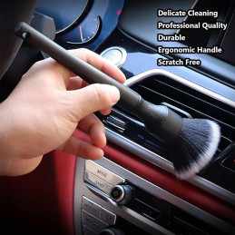 Car Detailing Brush Artificial Fiber 2 PCS Ultra Soft Synthetic Bristles Black Car Brush Interior Leave No Trace Easy Cleaning