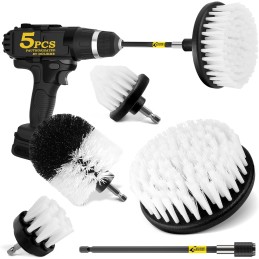 Holikme 5Pack Drill Brush Attachment Set-Car Interior Detailing Kit，Power Scrubber Brush Extended long attachment for Bathroom,