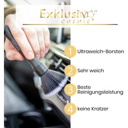 Exklusiv Chemie Detailing Pinsel Set Ultrasoft | Auto Reinigungspinsel 2er Set |Für empfindliche Oberflächen | Professionelle