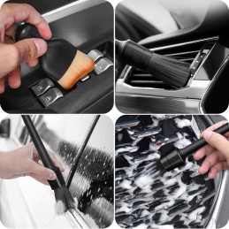 Bighan 6PCS Car Detailing Brush Soft, Automotive Detail Brushes for Cleaning Wheels, Interior, Exterior, Leather, Air Vents