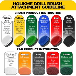 Holikme 5Pack Drill Brush Attachment Set-Car Interior Detailing Kit，Power Scrubber Brush Extended long attachment for Bathroom,