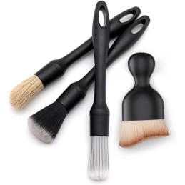 QioTceen Car Detailing Brush Set - 4-Piece Kit for Interior & Exterior Cleaning - Premium Car Wash Brushes for Professional