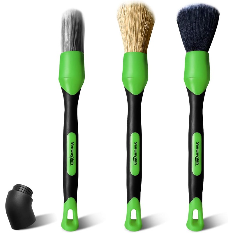 YeewayVeh Detailing Brush Set, 3Pack Car Detailing Brushes for Dashboard Engine Bay Air Vents Leather Seat Wheel Vehicle