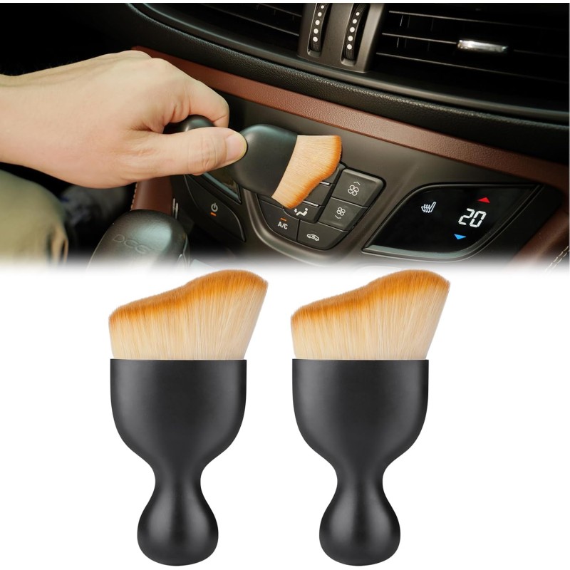 URAQT Car Interior Cleaning Brush, 2 Pcs Car Detailing Brushes Duster with Soft Bristles, No Scratch Cleaning Brushes Duster,