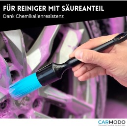 CARMODO® Premium Detailing Pinsel für die Autopflege - extrem resistenter Reinigungspinsel, Profi Auto Reinigung, Felgenbürste,