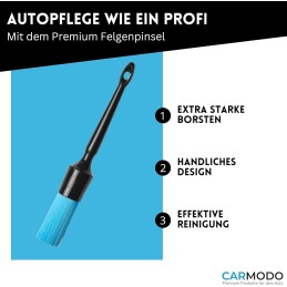 CARMODO® Premium Detailing Pinsel für die Autopflege - extrem resistenter Reinigungspinsel, Profi Auto Reinigung, Felgenbürste,