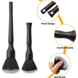 Car Detailing Brush,2Pcs Automotive Detail Cleaning Brushes Soft Auto Detailing Brush Kit Car Detail Cleaning Tool Reusable Car