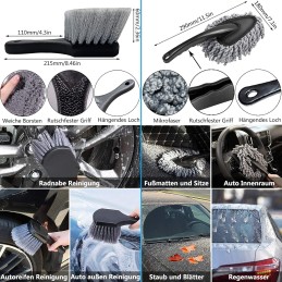 13er Auto Reinigung Bürsten Pinsel Set, mit Detailing Bürsten Reifenbürste Car Duster Brush Mikrofaser Felgenbürste