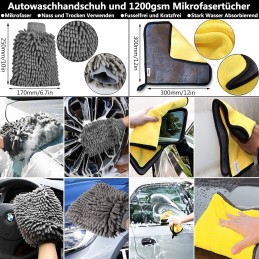 13er Auto Reinigung Bürsten Pinsel Set, mit Detailing Bürsten Reifenbürste Car Duster Brush Mikrofaser Felgenbürste