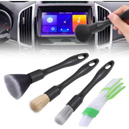 JIZZU 4 Stück Auto Detailing Bürsten Set, Auto Detailing Pinsel Set, Reinigung Pinsel Set Auto Innen Detailing Bürsten zum