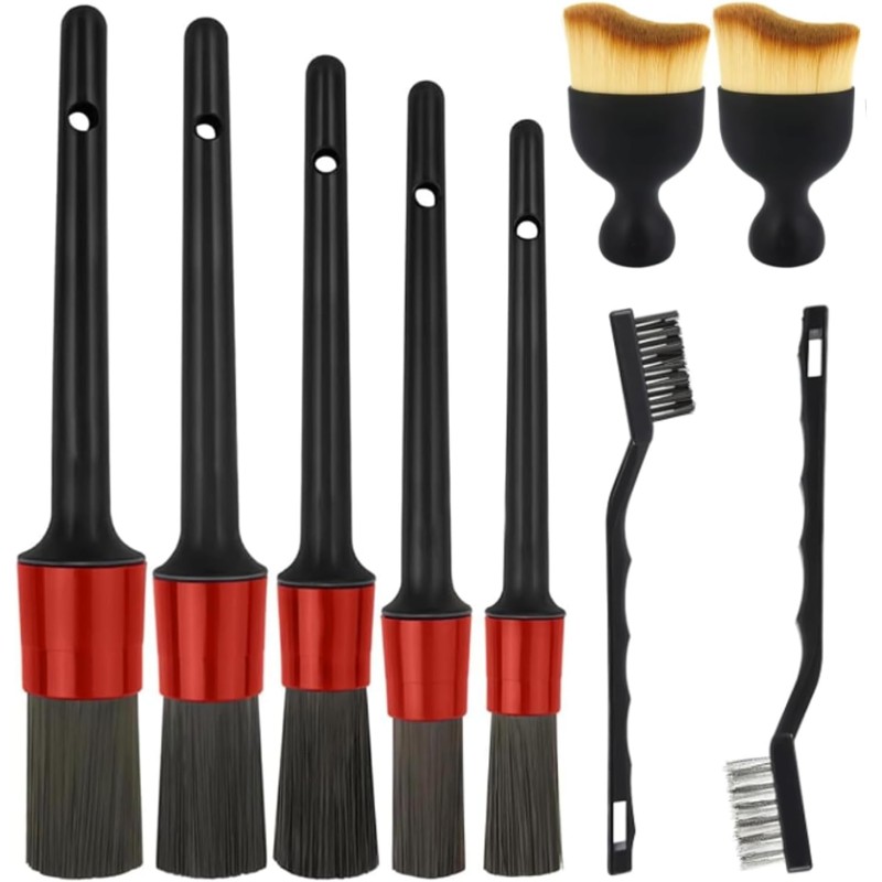 Esteopt 9 Pcs Car Detailing Brush Set, Car Interior Detailing Brushes Auto Ultra-Soft Detail Cleaning Brush, Car Detailing Kit