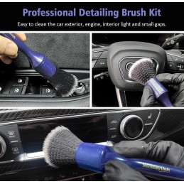 YeewayVeh Boars Hair Detailing Brush Set, 3 Pack Car Detail Brushes for Dashboard Engine Bay Air Vents Leather Seat Wheel