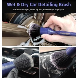 YeewayVeh Boars Hair Detailing Brush Set, 3 Pack Car Detail Brushes for Dashboard Engine Bay Air Vents Leather Seat Wheel