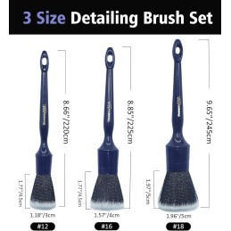 YeewayVeh Boars Hair Detailing Brush Set, 3 Pack Car Detail Brushes for Dashboard Engine Bay Air Vents Leather Seat Wheel