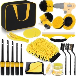 Herrfilk Car Cleaning Set, 20 Pieces Car Care Set, Car Detailing Brush Car Wash Set for Car Cleaning Interior and Exterior, Air