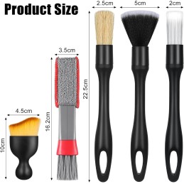 Zhtulck Car Detailing Brushes Set, 7 Pcs Car Interior Cleaning Brush and Microfiber Towel Kit, Soft bristles, Non-Scratch, Car