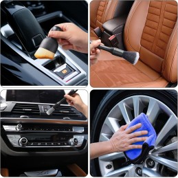 Zhtulck Car Detailing Brushes Set, 7 Pcs Car Interior Cleaning Brush and Microfiber Towel Kit, Soft bristles, Non-Scratch, Car