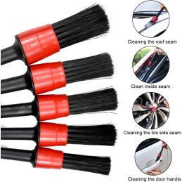 NATUCE 5 Pack Auto Car Detailing Brush Set, Automotive Detail Cleaning Brushes for Cleaning Engine Bay, Wheels, Interior,