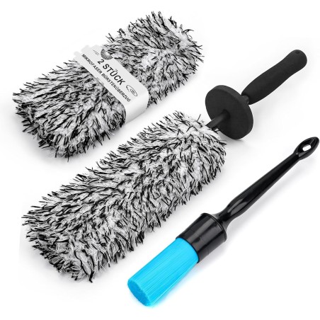 Toripor Profi Mikrofaser Felgenbürste extra dünn - mit Auto Detailing Brush, Lang Felgen Felgenreiniger Bürste Car Wheel Brush