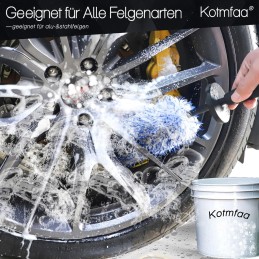 Auto Mikrofaser Felgenbürste extra dünn mit Detailing Pinsel, Lang Flach Alufelgen Felgenreiniger Bürste Wheel Brush für eine